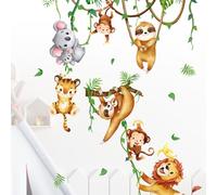 LURNODY Adesivi Murali Animali Della Giungla, Stickers Bambini, Adesivi Animali Bambini, Adatto per La Cameretta Dei Bambini, L'Aula, Il Soggiorno, La Decorazione Murale Della Camera da Letto