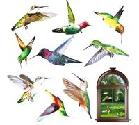 LURNODY Adesivo Colorato per Finestra Colibrì, Adesivi Zanzariere Anticollisione,Uccello Adesivi da Parete,Motivo Uccello,Adesivi per Avviso Uccelli per Finestre per casa Cucina Ufficio