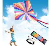 LURNODY Cervo volante arcobaleno 35,4 x 31,5 pollici, monofilo per adulti e bambini, corda da 164 piedi, giocattolo volante esterno