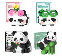 LURNODY Set da 4 Pezzi di Trendy Building Blocks, Panda Mini Building Blocks Set Divertenti E Carini, Robusti E Stabili, Regalo Panda Adatto A Bambini E Adulti Artigianato Fai-Da-Te Fatto A Mano