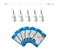 Luroad 6 Sea Fishing Rigs 30 Ganci, pre Legato Piume di Sgombro Rigs con Perline Luminose Bionic Flying Insects Lure Rigs per sgombro, Pollock, Merluzzo, Aringa (Flash fluro, gancio misura 16)