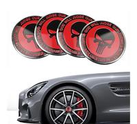 lurora2021 4 Pcs Coprimozzi Coprimozzo Coprimozzo Punisher Skull Teschio Copricerchi Tappi per Ruote Cerchi In Lega Rosso per Cerchioni Copricerchi Universali Auto Accessori, 4 Pezzi (Od 60mm Id 56mm)