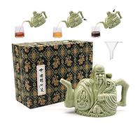 LURRIER Assassins Teiera fatta a mano, bollitore da tè cinese in ceramica, una pentola tre bevande, due camere, dispenser per bevande, bollitore magico con confezione regalo, 473,6 g (verde)