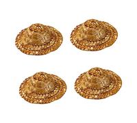 Lurrose 1 Set Cappelli di Paglia Intrecciati A Mano Bambole Bambole Bambole Piccoli Cappelli di Paglia Artigianali Mini Cappelli di Paglia Minuscoli Decorazione Mini Cappelli 4 Pezzi