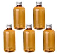 Lurrose 10 Pezzi Bottiglie Cosmetiche da 200 Ml in Pet Semi-trasparente Marrone Chiaro, Flaconi Ricaricabili con Coperchio in Alluminio e Tappo Interno, Contenitori per Lozione, Shampoo