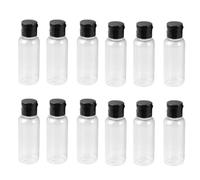 Lurrose 12 Pezzi Flaconi Flip da 50ml Ricaricabili Nere in Plastica Portatili e Alcol Perfette per Accessori da Viaggio