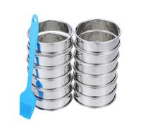 Lurrose 16 Pezzi Anelli in Acciaio Inossidabile per Pasticceria Stampo Tondo Antiaderente per Mousse Muffin e Crostate con Arrotolato Inclusa Spazzola per Olio Strumenti Professionali per