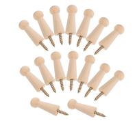 Lurrose 16 Pezzi Gancio a Piolo in Legno M4 Non Verniciato | Montaggio a Vite, Supporto Stabile, Uso Versatile in Ingresso e Progetti Creativi