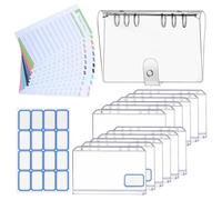 Lurrose 1set Portatile di Schede Budget Decorativo con Buste Zip e Etichette Adesive Planner Giornaliero per Gestione Finanziaria Casa e Ufficio Raccoglitore Anelli Trasparente