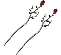 Lurrose 2 bacchette per capelli in metallo, stile vintage, con fiori cinesi, per capelli, stile retrò, per ragazze, donne, accessori per capelli fai da te, idea regalo