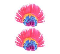 Lurrose 2 parrucche mohawk arcobaleno, tonalità rosa per feste di Halloween e Carnevale