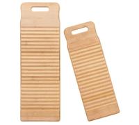 Lurrose 2 Pezzi Asse Lavatoio in Bambù Mini Lavagna per Lavare a Mano Panni per Casa e Viaggio, Superficie Liscia senza Schegge, Dimensioni 40x15cm e 50x18cm