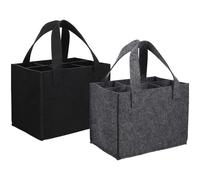 Lurrose 2 Pezzi Borsa per Bottiglie di Vino in Feltro Premium con Divisori per Bottiglie Leggera e Resistente con Manici per Trasporto Regalo Elegante Nero Grigio