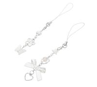 Lurrose 2 Pezzi Charm Telefono Pendente a Forma di Stella e Fiocco in Vetro Leggero, Accessorio alla Moda per Decorazione Quotidiana e Compatibilità Multi Dispositivo