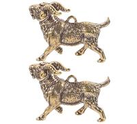 Lurrose 2 Pezzi Ciondoli Pendenti Fai da Te a Forma di Capra in Ottone, Ornamento Portachiavi e Decorazione Chiave Artigianale per Festa, Compleanno e Uso Quotidiano