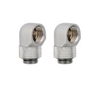 Lurrose 2 Pezzi Connettore in Ottone Rotante Gradi per Raffreddamento Computer Adattatore Filettato Resistente per Circuito Tubi Pc Water Cooling Argento