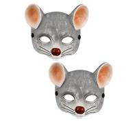 Lurrose 2 Pezzi Maschera da Ratto a Mezza Faccia in Schiuma Pu 3d Realistica, Maschera Animale per Costume di Halloween e Carnevale, Comoda e Resistente per Adulti