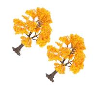 Lurrose 2 Pezzi Mini Alberi per Diorama in Filo di Ferro e Pvc, Modelli di Alberi Paesaggistici Gialli, Portatili e Realistici per Scenari Architettonici e Micro Paesaggi