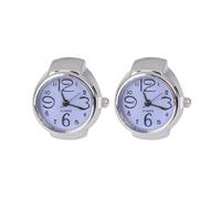 Lurrose 2 Pezzi Orologio ad Anello Creativo per Coppie Mini Display Orario, Design in Metallo Elegante e Stile Distintivo, per Uso Quotidiano