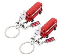 Lurrose 2 Pezzi Portachiavi Tema Inglese con Autobus Bandiera Union Jack
