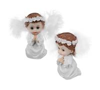 Lurrose 2 Pezzi Statue Angeli con Figurine e Bambina Decorazioni Versatili per Torte Ufficio e Festa Natale