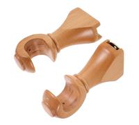 Lurrose 2 Pezzi Supporti per Asta Tende in Legno Massello Staffe Regolabili per Montaggio Soffitto e Parete Porta Bastone Tende con Testa Decorativa e Leggere per Finestra e Soggiorno