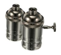 Lurrose 2 Pezzi Testa della lampada elettroplata retrò Portalampada E Parti di sostituzione della lampada base della lampada hardware delle parti della lampada presa luce alluminio Black