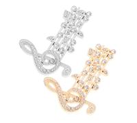 Lurrose 2 Spille Spilla di Metallo a Forma di Nota Musicale Strass, Spilla Decorativa per Abbigliamento da Festival e Accessori Moda Donna, per Borse, Cappelli e Camicie