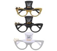 Lurrose 3 pezzi Occhiali Buon Anno 2027: Accessori per Photo Booth - Occhiali da vista Accessori per costume per la festa di Capodanno Argento Nero Oro
