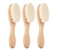 Lurrose 3 Pezzi Spazzola per Chioma Neonata con Setole Morbide e Manico in Legno Ergonomico per Cura Delicata del Cuoio Capelluto