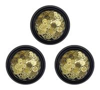 Lurrose 3 scatole di mini ingranaggi steampunk - Ciondoli a forma di ingranaggio in metallo anticato per nail art - Pezzi adesivi ultra sottili dorati per la creazione di gioielli fai da te e unghie