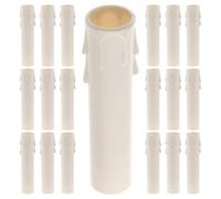 Lurrose 30 Pezzi Coprimaniche per Candele in Plastica Bianca Ø25x100mm Antigoccia per Lampadario, Base Portacandela Isolante Termico, Accessori per Candelabro Uso Domestico e Ristoranti