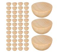 Lurrose 300 palline di legno spaccate: perline di legno semicircolari grezze da 25 mm, sfere non verniciate per fai da te, artigianato, decorazioni natalizie, decorazioni per la casa per bambini e