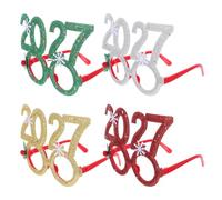 Lurrose 4 occhiali da vista per Capodanno 2027: occhiali in plastica colorati con numeri - Accessori unisex per feste di Capodanno e per la cerimonia di laurea della classe 2027