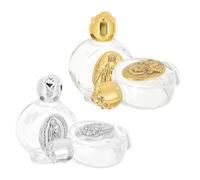 Lurrose 4 Pezzi Bottiglie Acqua Santa in Vetro Goffrato Decorativo, Contenitori Piccoli per Conservazione Acqua Cattolica, Bottiglie per Arredamento Chiesa e Matrimoni, Stile Casuale