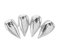 Lurrose 4 Pezzi Cappucci per Denti Hip Hop in Rame Argento a Forma di Goccia Lucida Punta, Accessorio Sicuro e Confortevole per Party e Moda Urbana
