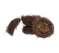 Lurrose 4 Pezzi Nidi Artificiali in Rattan Marrone Decorativi per Uova e Caramelle, Stile Rustico Unico per Decorazioni di Nozze e Festa Pasquale