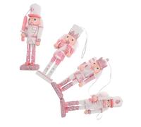 Lurrose 4 Pezzi Schiaccianoci Natalizi in Legno Nordic Soldato Decorativo Pastello Rosa e Bianco Statue Creative per Tavoli Mensole e Feste di Natale Decorazioni Compatte e Tradizionali