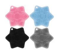 Lurrose 4 Pezzi Spazzola per Pulizia Viso in Silicone, Spazzola Manuale per Pulizia del Viso, Setole Morbide, per Ragazze e Donne, Viaggio e Uso On-the-go