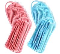 Lurrose 4pezzi Spazzola Massaggiante in Silicone Per Corpo Spazzola Per Shampoo Scrub Corpo Design Doppio Lato Blu Rosa Massaggio Rilassante in Doccia