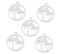 Lurrose 5 Pezzi Ciondoli Albero Cocco Acciaio Inossidabile Charms Tropicali per Gioielli Fai da Te Pendenti per Collane Braccialetti e Portachiavi Stile Hawaii