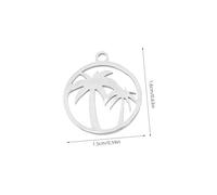 Lurrose 5 Pezzi ciondolo albero cocco fascino delle noci cocco ciondoli a foglia accessori fai da te Acciaio inossidabile Argento