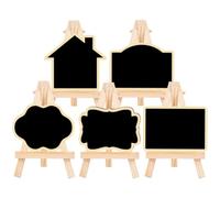 Lurrose 5 Pezzi Lavagna in Legno Rustica Cavalletto a Treppiede, Lavagnetta per Menu da Buffet e Decorazione Creativa, Resistente di Qualità per Uso come Lavagna per Appunti