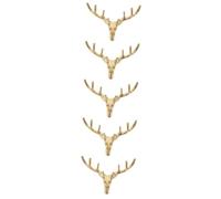 Lurrose 5 Pezzi manico a testa di cervo in ottone maniglie dei cassetti vintage maniglie delle porte tazza chiave comò tira Maniglia per armadi a forma di cervo Il comò vintage tira D'oro