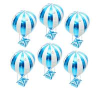 Lurrose 6 Palloncini Decorativi Mongolfiera in Foglio di Alluminio Blu 4d per Feste di Compleanno e Shower, Gonfiabili e Facili da Appendere per Eventi Festivi