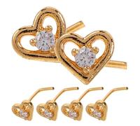 Lurrose 6 Pezzi Piercing Naso a Cuore, Metallo Oro per Uomini e Donne | Stile Occhio Malvagio e Cuore, Sei Pezzi, Comodo Tutto Giorno, Facile da Pulire