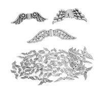 Lurrose 60 Pezzi Materiali Fatti a Mano Fascino Dell'ala Angolare Angeli Per L'artigianato Gioielli Ala Perline Di Perline Di Fascino Dell'ala Ciondolo Ala D'angelo Lega Silver