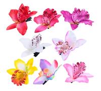 Lurrose 8 Pezzi Fermaglio per Chioma Fiore Orchidea Artificiale, Molletta Chioma Donna Floreale, Non Sbiadisce, Facile da Agganciare e Rimuovere, per Foto e Feste, Damigella D'onore