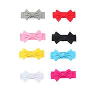 Lurrose 8pezzi Fasce per Capelli per Ragazzo Ragazza Ragazza Fiocchi Fasce Elastiche per Capelli Copricapo per Ragazzo e Bambine in Vari Colori Rosso Blu Giallo Nero Bianco Rosa Grigio