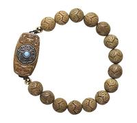 Lurrose Bracciale in Legno Perle e Incisione Sei Caratteri, Accessorio Versatile, Design Elegante alla Moda, la Fortuna la Spiritualità